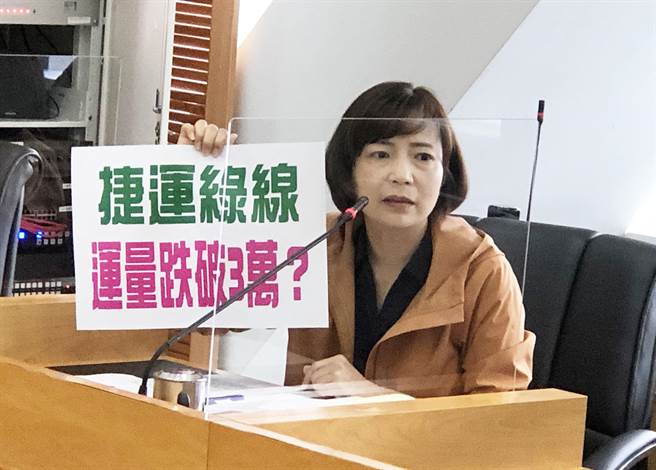 市議員陳淑華憂心指出，捷運綠線運量跌破3萬人，那虧損恐將擴大。（陳世宗攝）