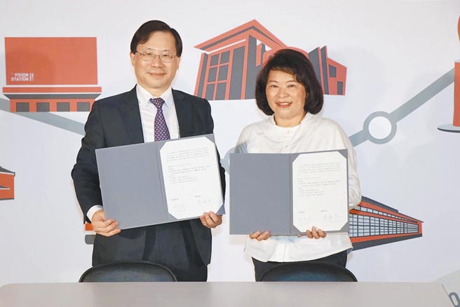 嘉義市長黃敏惠（右）與經濟部次長林全能完成簽約。（嘉義市政府提供／廖素慧嘉市傳真）