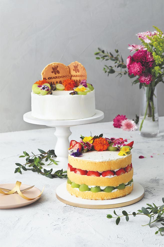 Breeze Super IL Giardino「Torta MammaMia冰淇淋蛋糕」6吋（上），原價1680元、預購優惠價1580元；「花果珠寶盒裸蛋糕」6吋（下），原價1280元、預購優惠價1180元。（微風提供）