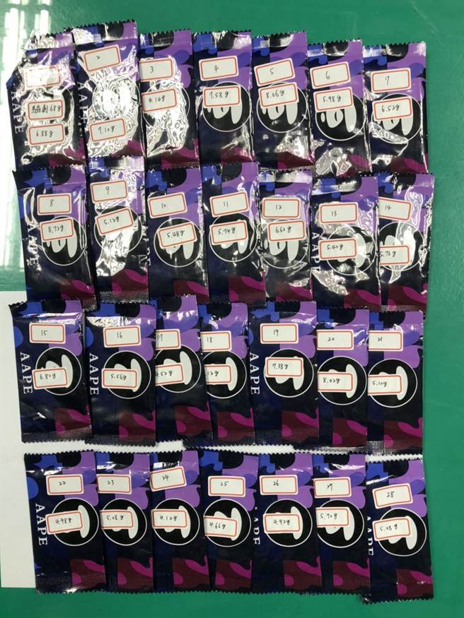 23岁张姓主嫌与贩毒集团成员，透过微信贩售毒品，警方查获毒品恺他命及毒咖啡包。（台中市警察局提供／张妍溱台中传真）