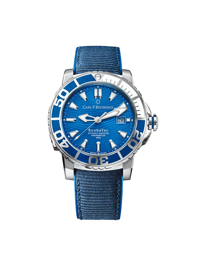 宝齐莱与「魔鬼鱼基金会」合作推出柏拉维深潜马尔地夫特别版腕表，表带是以海洋回收的塑胶瓶制成，为护育魔鬼鱼尽心力。（Carl F. Bucherer提供）