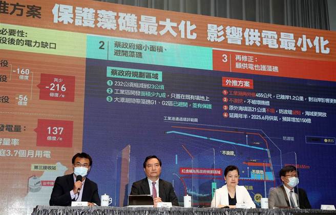 行政院3日召开三接再外推方案说明记者会，出席的农委会主委陈吉仲（左起）、政委兼发言人罗秉成、经济部长王美花、次长曾文生说明三接再外推方案的内容。（刘宗龙摄）