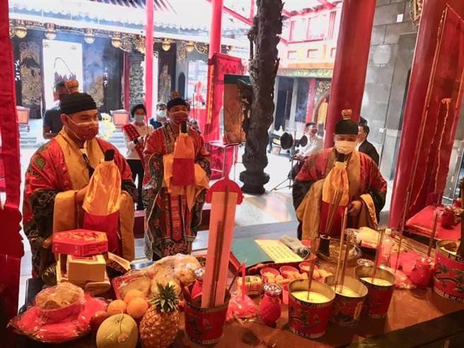 景福宫1日刚举办完注生娘娘圣诞千秋祝寿三献法会。(庙方提供／蔡依珍桃园传真)