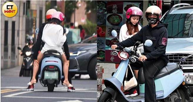 吃完饭准备离去时，小曹耐心地等待女友滑手机；等待红灯时，他当场摸起女友的蜜大腿，动作亲昵。（图／本刊摄影组）