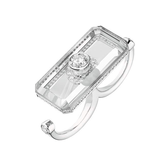 香奈儿Crystal Stopper指间戒，以N°5香水瓶的瓶盖为灵感，289万5000元。（CHANEL提供）