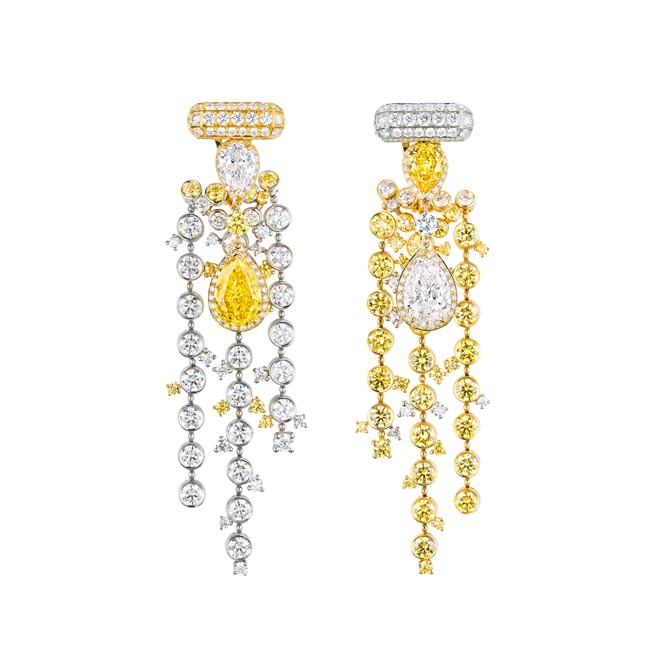 以香水瓶盖与香氛为灵感设计的N°5 ABSTRACTION耳环。（CHANEL提供）