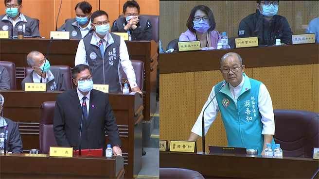 桃園市長鄭文燦6日面對大園在地議員質詢時，再度重申檢疫的機組員是民航局監督、觀光飯店是觀光局主管、檢疫飯店才由桃市府檢核。(蔡依珍攝)