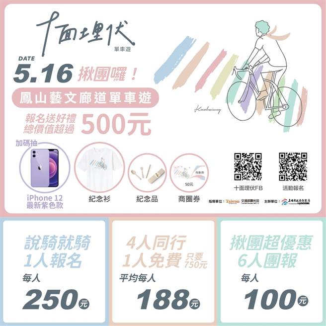 高市观光局举办凤山艺文廊道单车游5／16登场，祭出好礼抽奖。（柯宗纬翻摄）