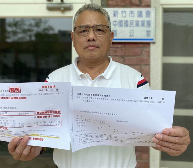 新竹市议员林耕仁手拿公投连署书怒批:「神主牌都不要了」?(图:中时资料照)