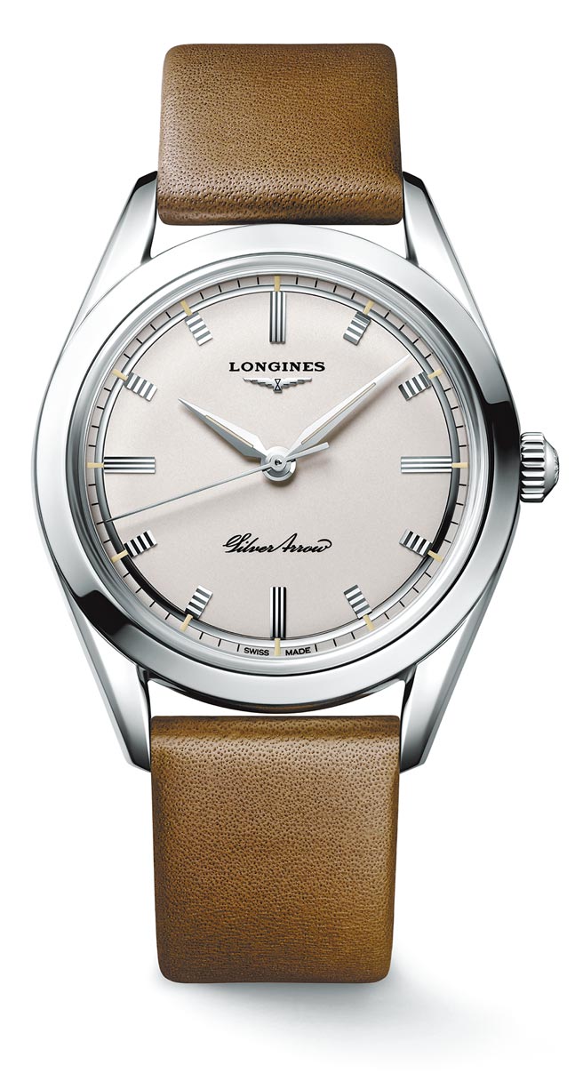 浪琴表Silver Arrow 復刻銀箭腕表，6萬5700元。（Longines提供）