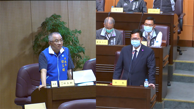 桃園市議員徐玉樹針對華航諾富特事件提出質詢。(蔡依珍攝)