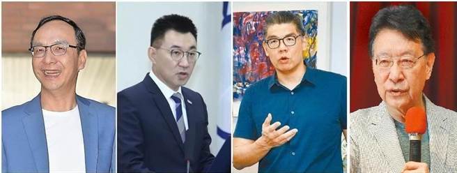 圖片依序為前新北市長朱立倫、國民黨主席江啟臣、藍營智庫副董事長連勝文、資深媒體人趙少康。（圖/合成圖，本報資料照）