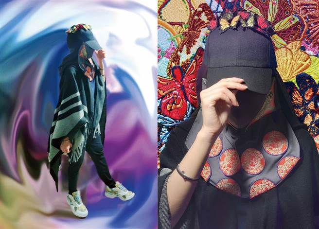 东华大学艺创系作品《蝶与花》运用刺绣融合台湾老街花砖与特有种蝴蝶纹样，转进时尚领域脱颖而出，成功入围新一代金点新秀设计共3项大奖。（图/东华大学提供）