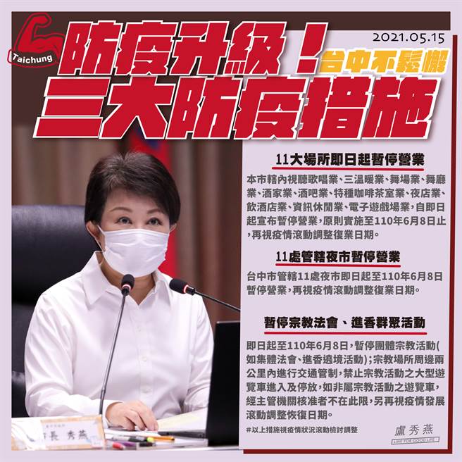台中市推三大防疫措施。(图:台中市政府提供)