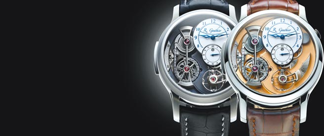 獨立製表師Romain Gauthier宣布將停產Logical One水平芝麻鍊腕表，最後將釋出白金款和鈦金屬款各20只，白金款約532萬元，白金款約450萬元。（瑞博品提供）