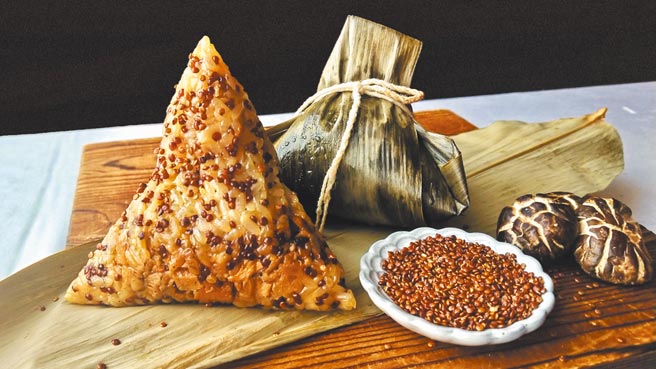 天成饭店集团「红藜北菇素粽」内馅蕴含丰富层次的口感，淡雅有味。（天成饭店集团提供）