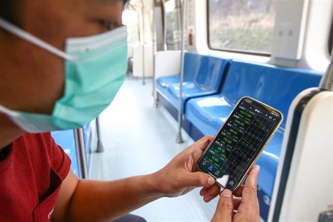 台湾本土疫情升温，台北股市17日开盘跌272.1点，一位投资人在空荡荡的捷运车厢内，看着一直探底的股价，最终收盘跌了473.2点，加权指数收在15353点，成交金额新台币4802亿元。（邓博仁摄）