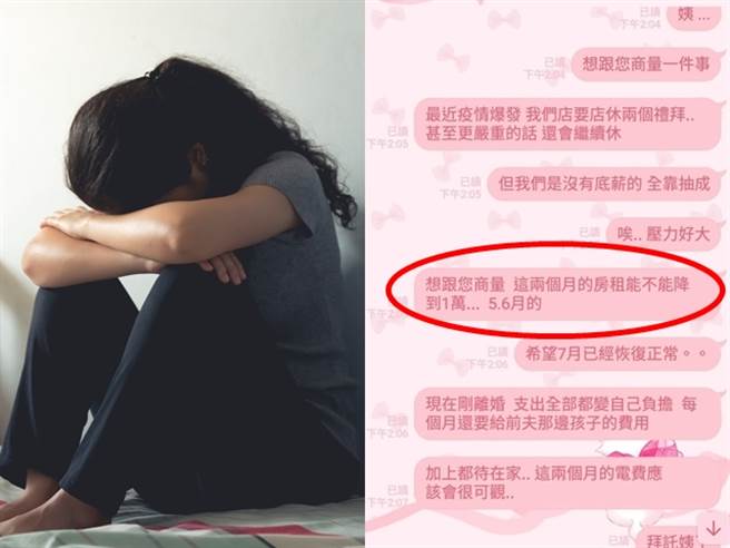 单亲妈妈遭逢离婚，又遇上疫情导致放无薪假，不得已请求房东调降房租；没想到房东听完她的遭遇后，二话不说马上答应。（图／翻摄自爆料公社）