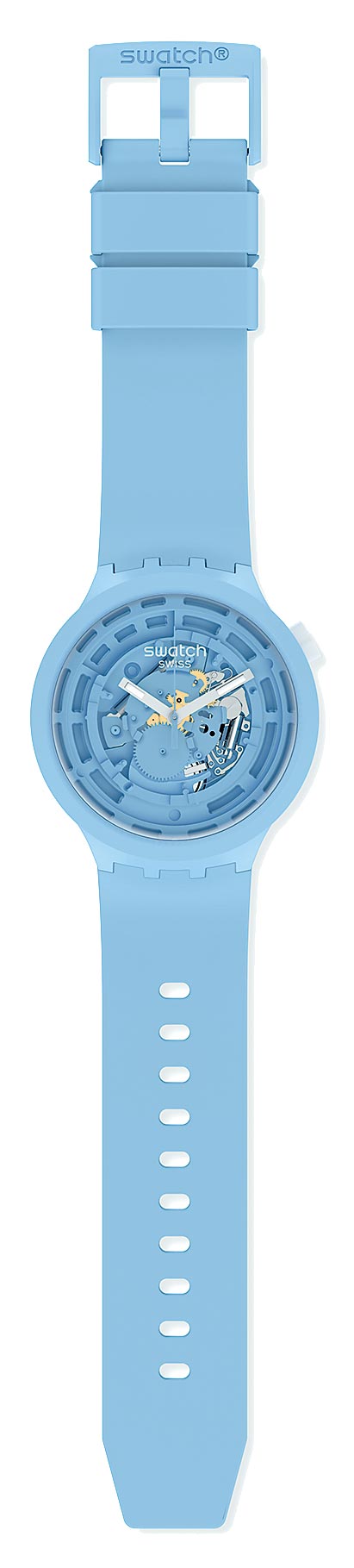 SWATCH NEXT系列BIG BOLD CERAMIC，C-BLUE，4100元。（SWATCH提供）