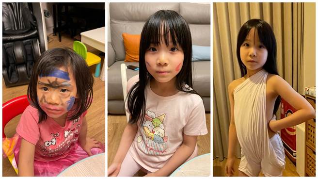 2个女儿拿起蜡笔互画，兔宝把大人的衣服拿来改造一番。（资料照片）