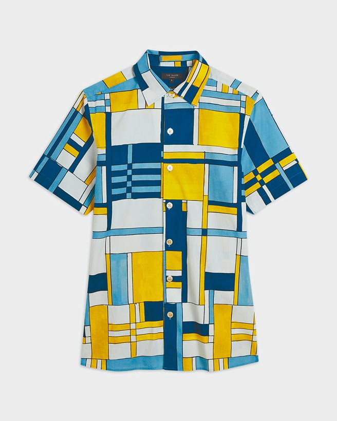 Ted Baker抽象格纹印花衬衫4980元。（Ted Baker提供）