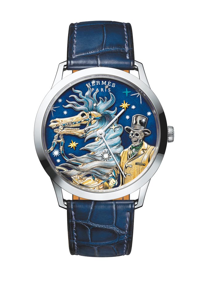 爱马仕Slim d’Hermes C’est la Fete腕表，充满摇滚精神，348万5400元。（HERMES提供）