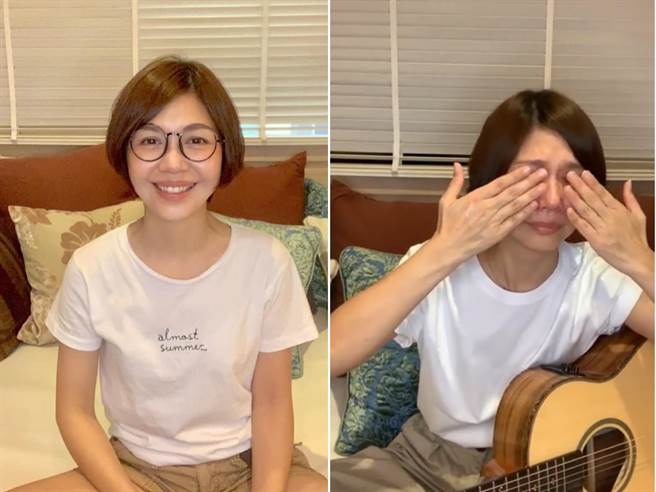 于子育喷泪唱〈感恩的心〉谢防疫英雄。（摘自脸书）