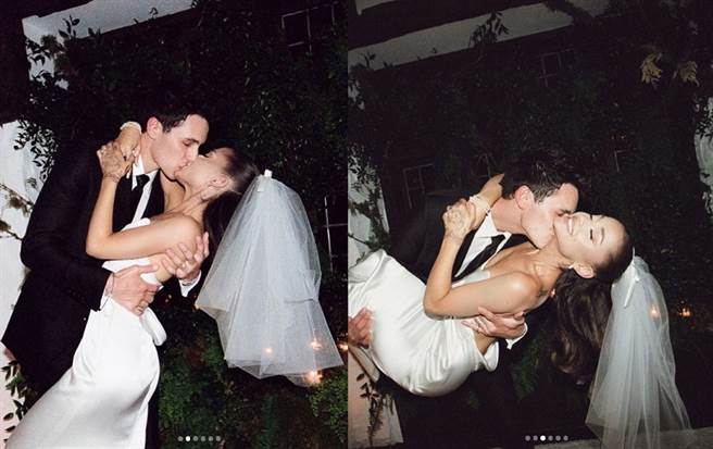 亚莉安娜和道尔顿激情拥吻，闪瞎大票网友。(图/ 摘自Ariana Grande IG)