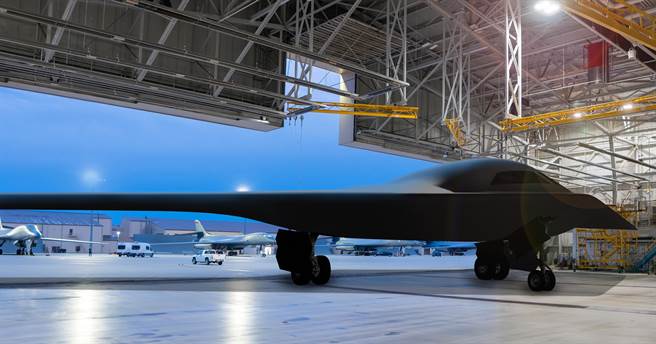 B-21「突袭者」在南达科他州艾尔沃斯空军基地（Ellsworth Air Force Base）飞机库的示意图。（美国空军/诺斯洛普格鲁门）