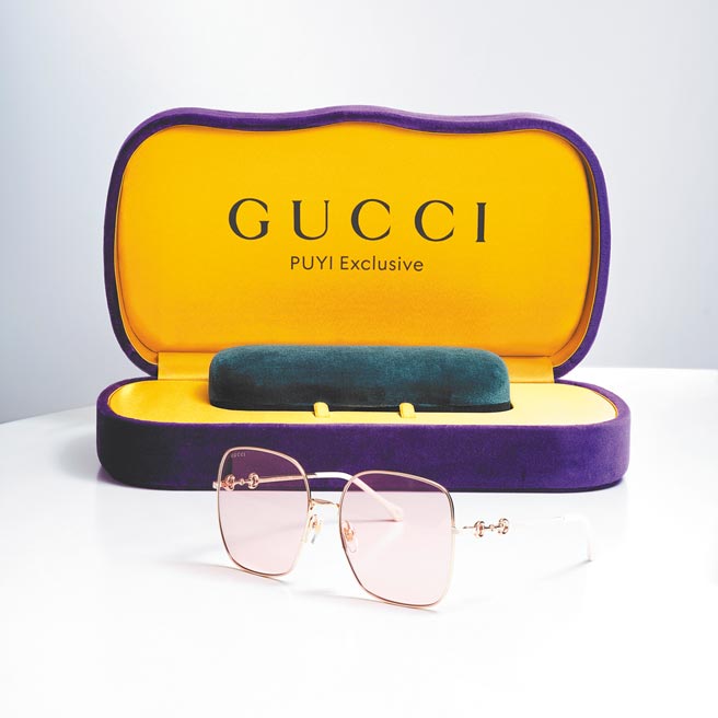 溥仪眼镜为庆祝20周年与GUCCI合作推出纪念款太阳眼镜，1万7800元。（GUCCI提供）