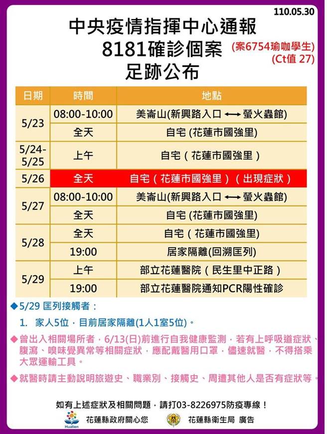 案8181足迹。（花莲县政府提供／罗亦晽花莲传真）