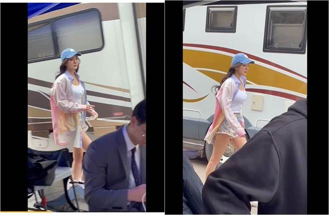 杨幂收工后换上背心、热裤，好身材全都露。（图／取材自杨幂女朋友微博）