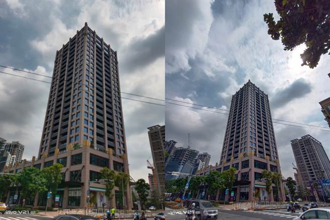 vivo V21 5G广角与超广角日间对比照片。（黄慧雯摄）