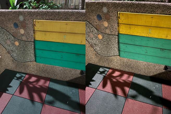 vivo V21 5G（左）与iPhone 12 Pro夜间对比照片（3）。（黄慧雯摄）
