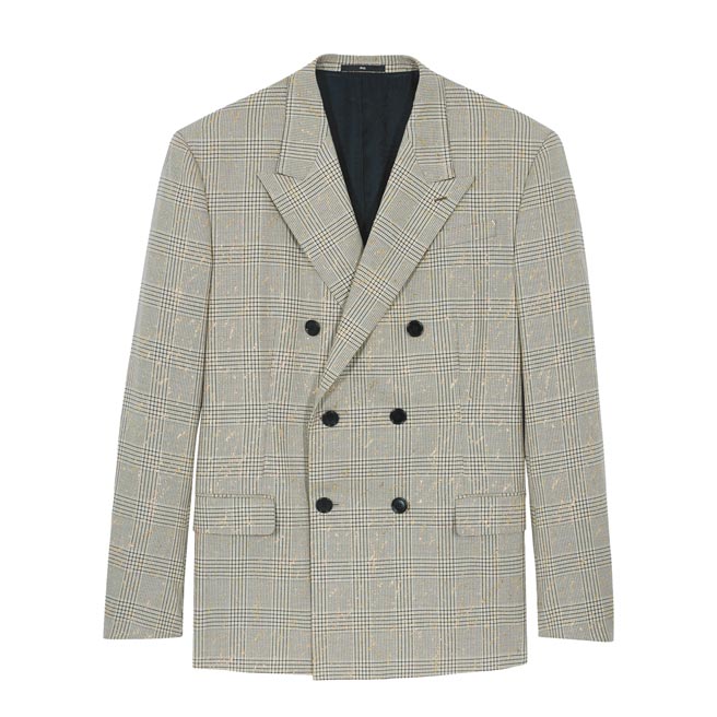 Berluti灰色格紋金箔西裝外套，10萬9000元。（Berluti提供）
