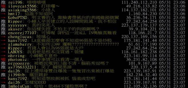 PTT乡民质疑网红小商人为英系立委侧翼 (翻摄PTT)2