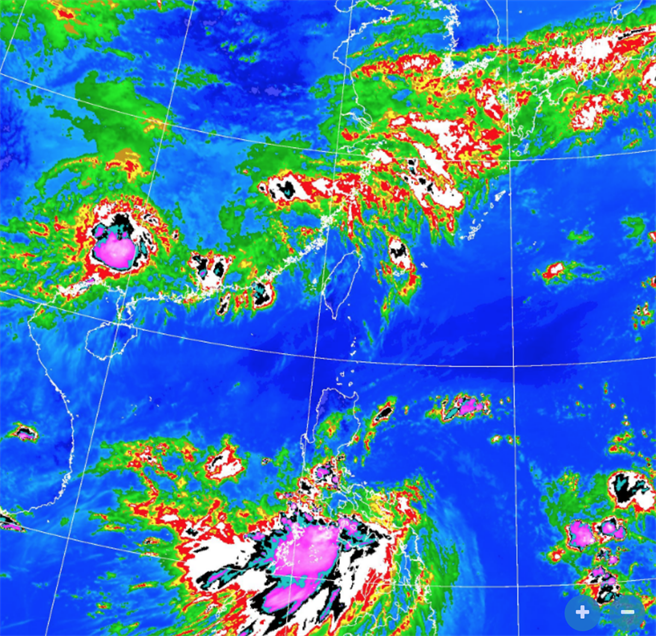 图为卫星云图，梅雨滞留锋今天北移至北部海面，周六重返，这波之后梅雨可能就结束了。（翻摄自 气象局）