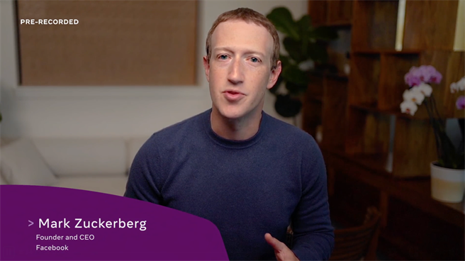 F8 Refresh開發者大會在6月2日舉行，圖為Facebook CEO Mark Zuckerberg分享開場演講。（摘自Facebook）