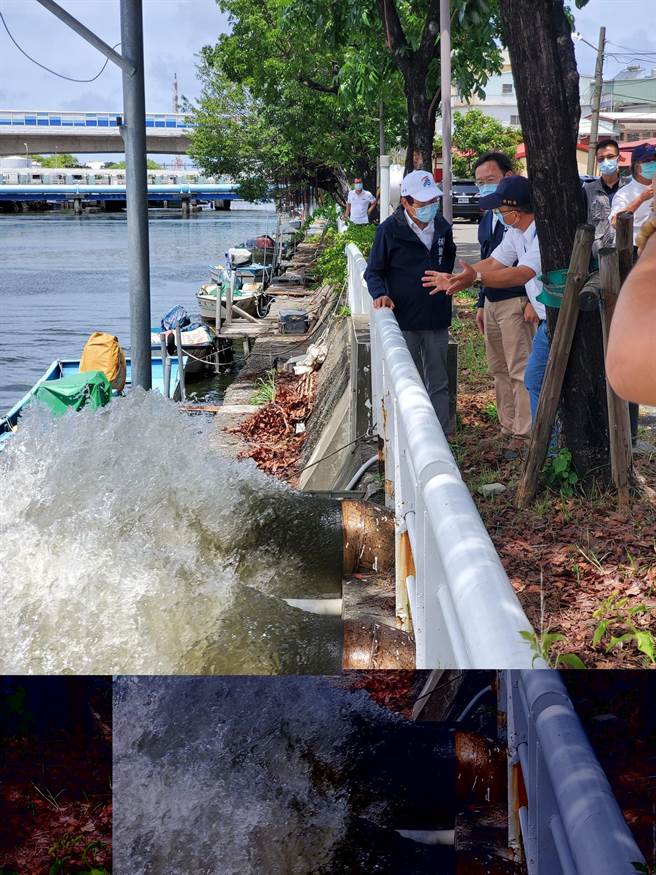 高雄市副市長林欽榮視察前鎮河沿線抽水站防汛整備。（高雄市水利局提供／林雅惠傳真）
