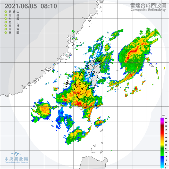 中央气象局预报指出，今天滞留锋面影响，天气不稳定，各地整天降雨机率高，属于有阵雨或雷雨的天气。（翻摄自中央气象局／林良齐台北传真）