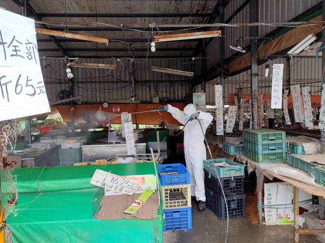 佳里區第一黃昏市場休市3天消毒，攤商也須全面快篩。（台南市政府提供／曹婷婷台南傳真）