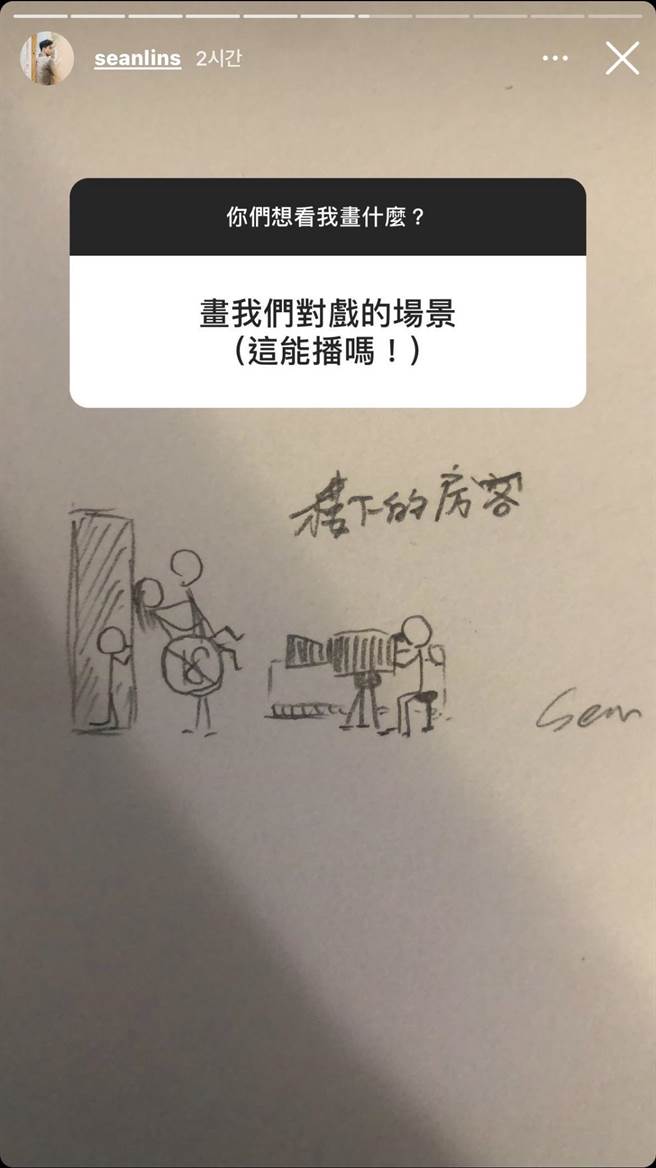 林敬伦手绘《楼下的房客》18禁拍戏场景。（摘自IG）