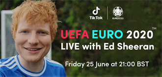 紅髮艾德登TikTok 2020 歐洲國家盃演唱會 貝克漢助陣合拍影片