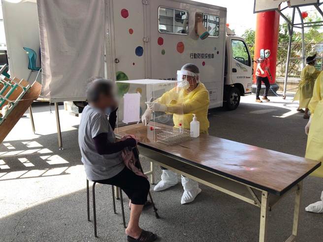 彰化县卫生局在溪湖湳底社区龙水宫，上月29日二度设置筛检站，针对周边三个里扩大筛检，彰化县医师公会理事长连哲震、前理事长蔡明忠两人亲自到场主动投入，并号召基层医师投入社区防疫工作。（摘自彰化县卫生局脸书／谢琼云彰化传真）