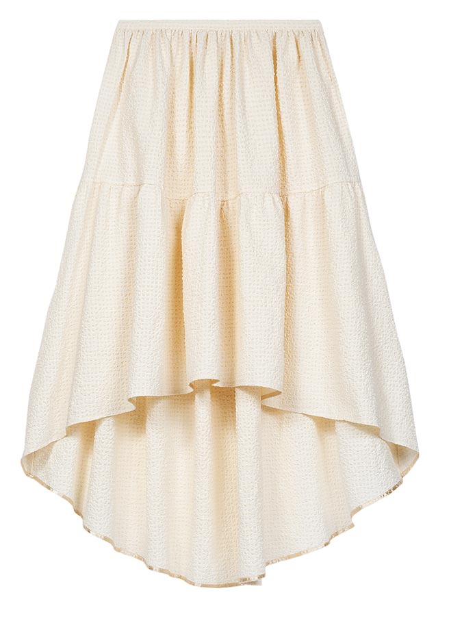 Maje不规则下襬长裙9050元。（Maje提供）