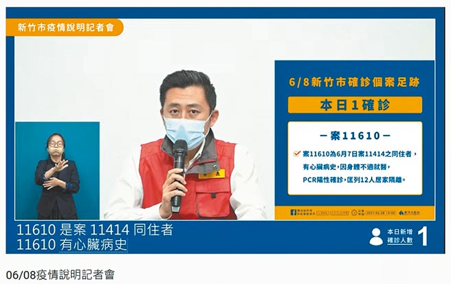 新竹市8日有1名新增確診個案，足跡曾到過新竹縣及新竹市。（擷自網路／邱立雅竹市傳真）
