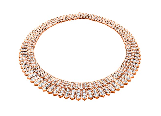 宝格丽Serpenti系列顶级玫瑰金钻石项炼，约1050万元。（BVLGARI提供）
