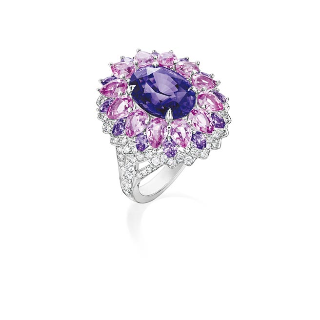 HarryWinston Winston Candy系列紫色刚玉戒指。（Harry Winston提供）