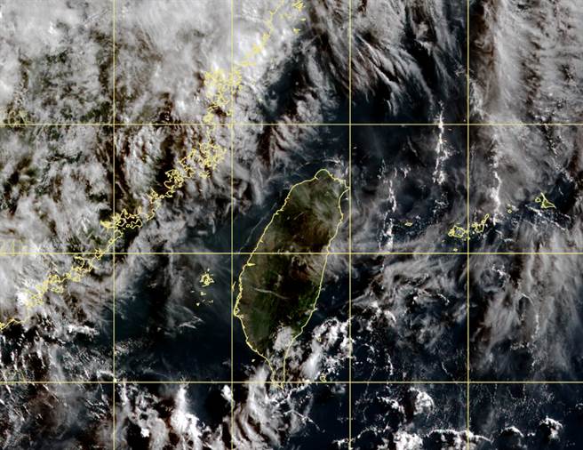 今午後受熱對流發展影響，桃園以南不排除有劇烈天氣。（中央氣象局提供）