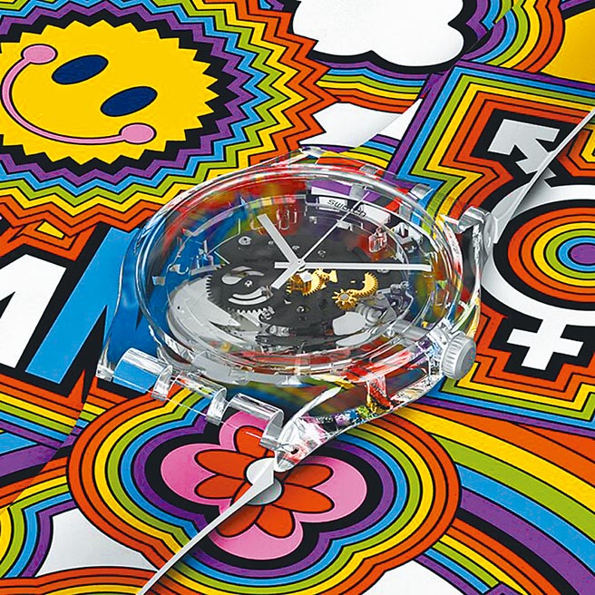 SWATCH推出SXY pridesticker主题客制画布，可客制自己喜欢的表带图案。（SWATCH提供）